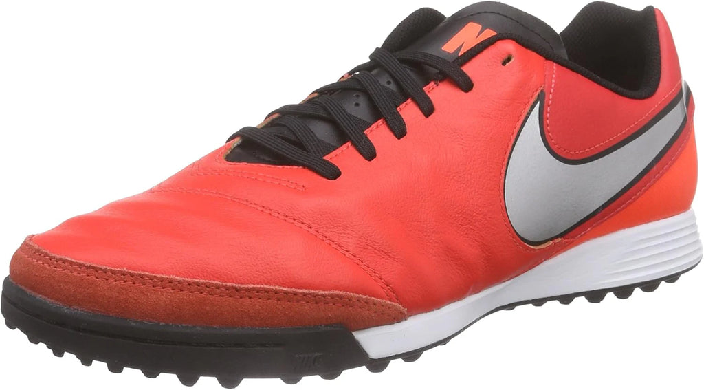 Nike Tiempo Genio Leather II TF Turf Soccer Cleats Light Crimson Metallic Silver