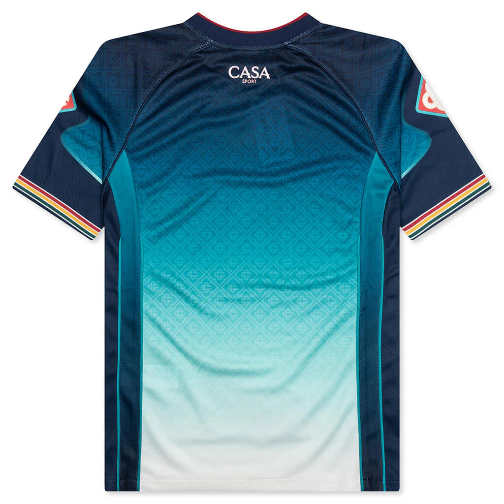 Mens Printed Football Top Blue