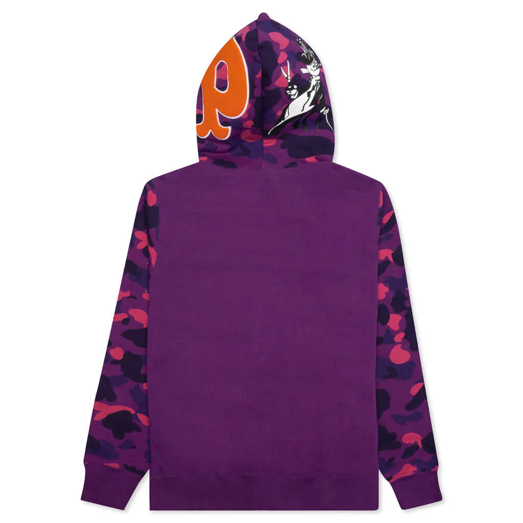 Color Camo Panda Full Zip Hoodie Purple