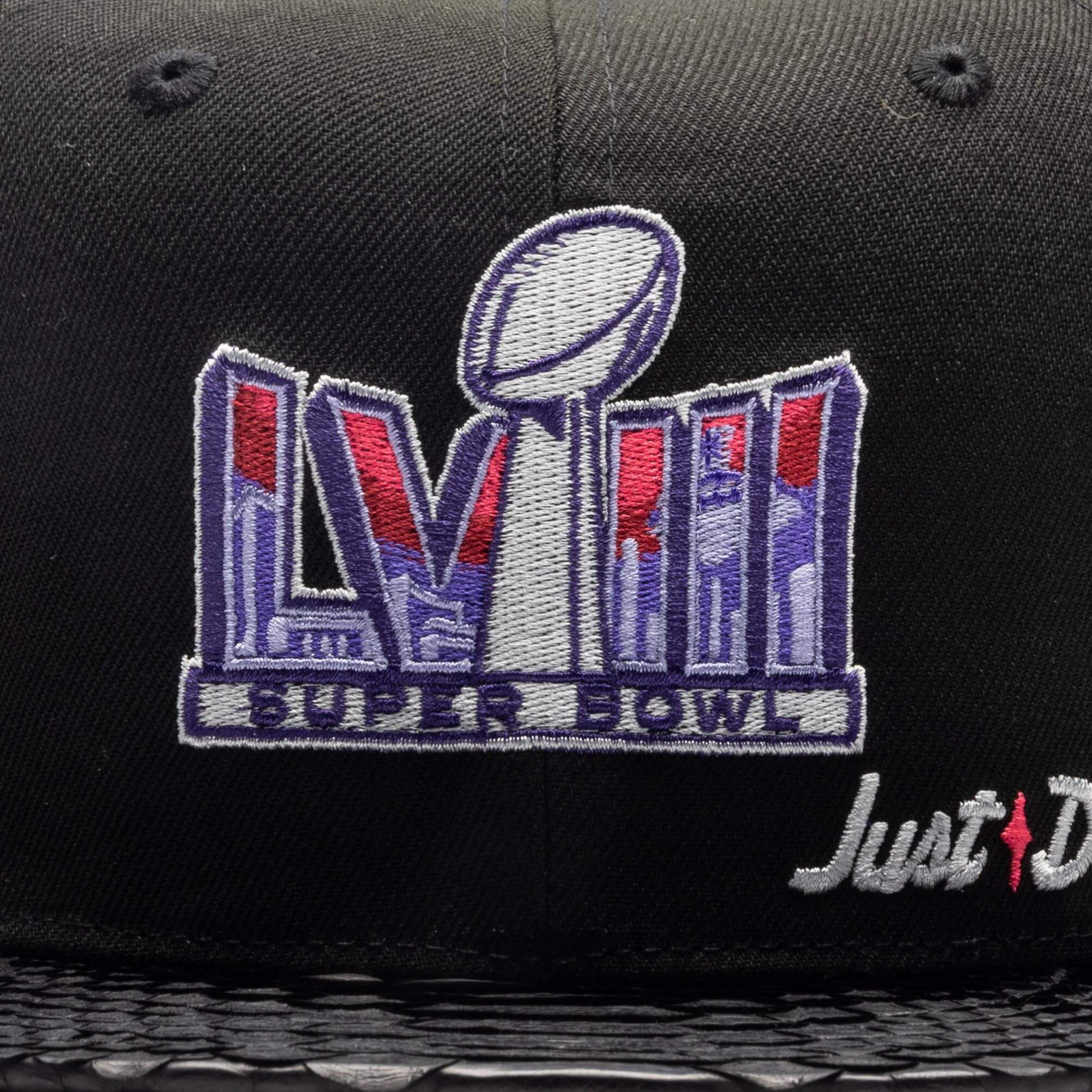 Just Don x Usher Super Bowl LVIII 9FIFTY Snapback Hat Black Black Python