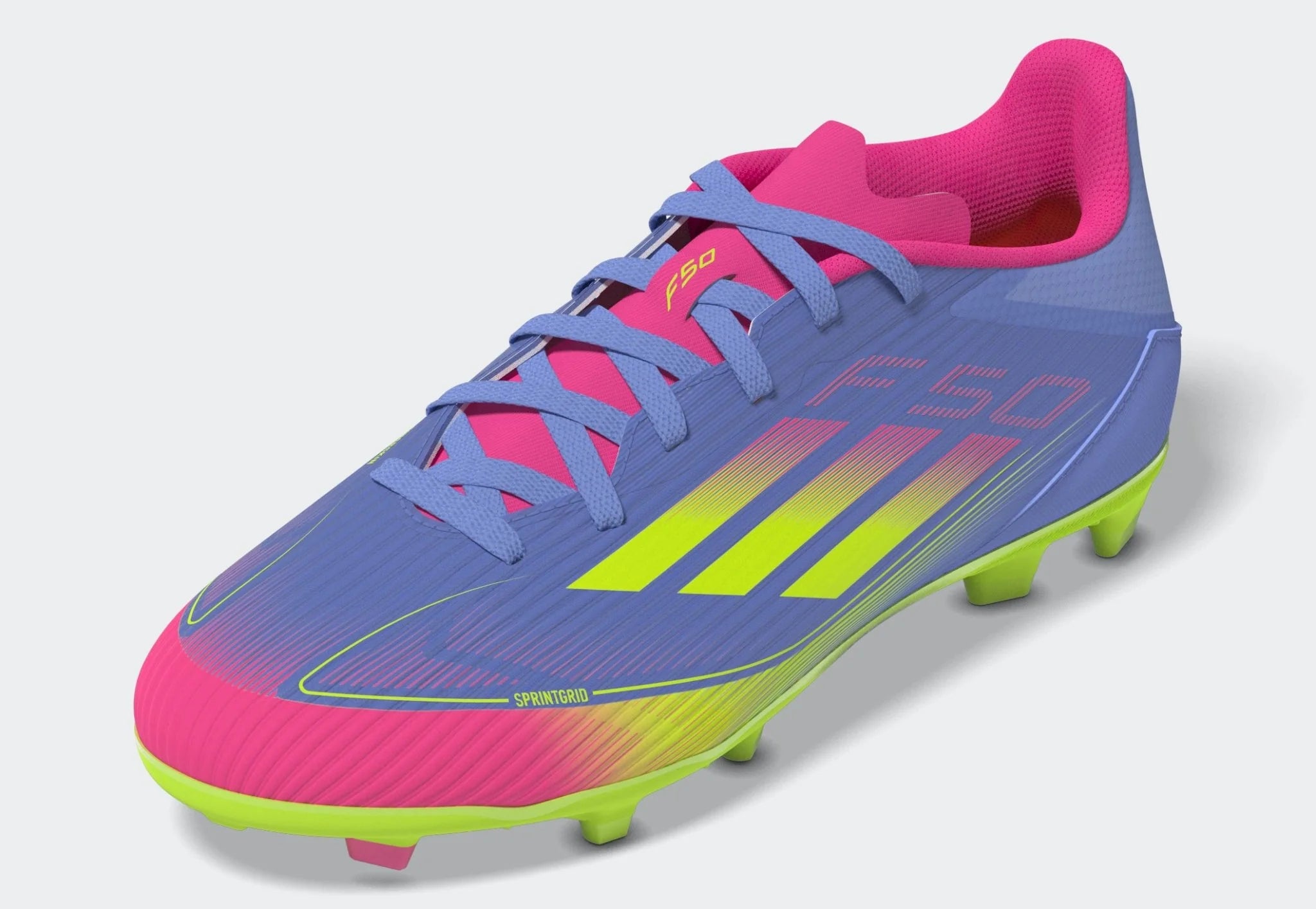 adidas F50 League Firm Multi Ground Boots Junior Blue Fusion Lucid Lemon Lucid Pink