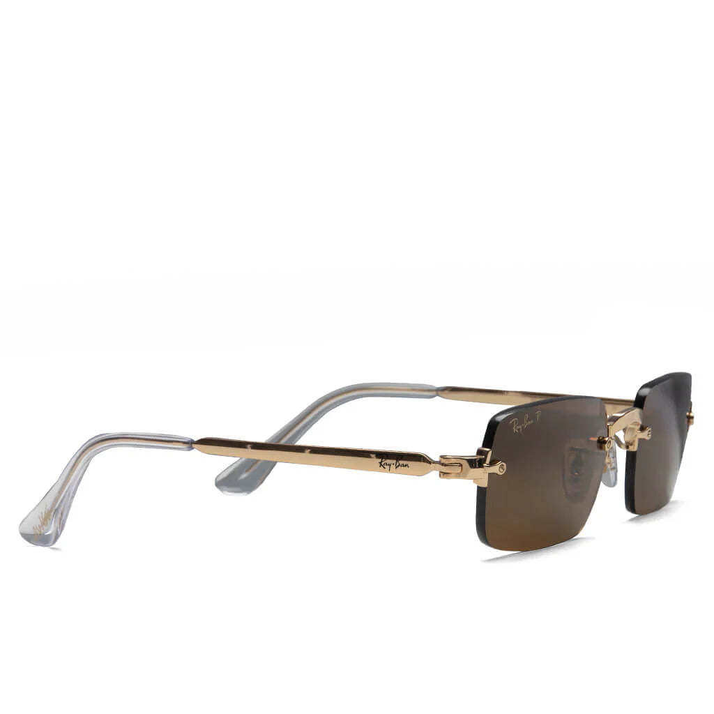 Ray Ban x AAP Rocky Rimless Pillow Arista Dark Brown Polarized