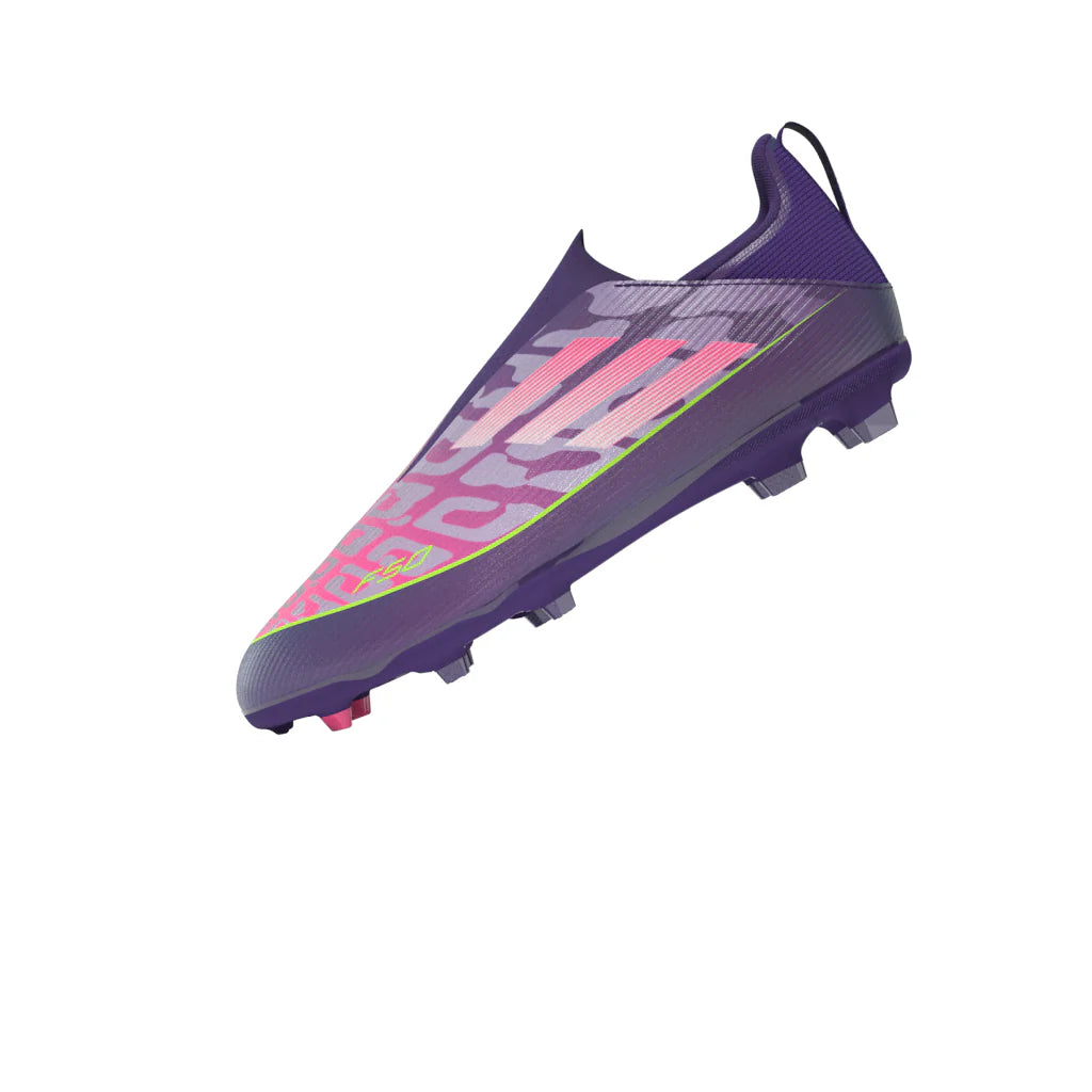 adidas F50 LEAGUE Laceless FG MG Youth Soccer Cleats Purple White Lemon
