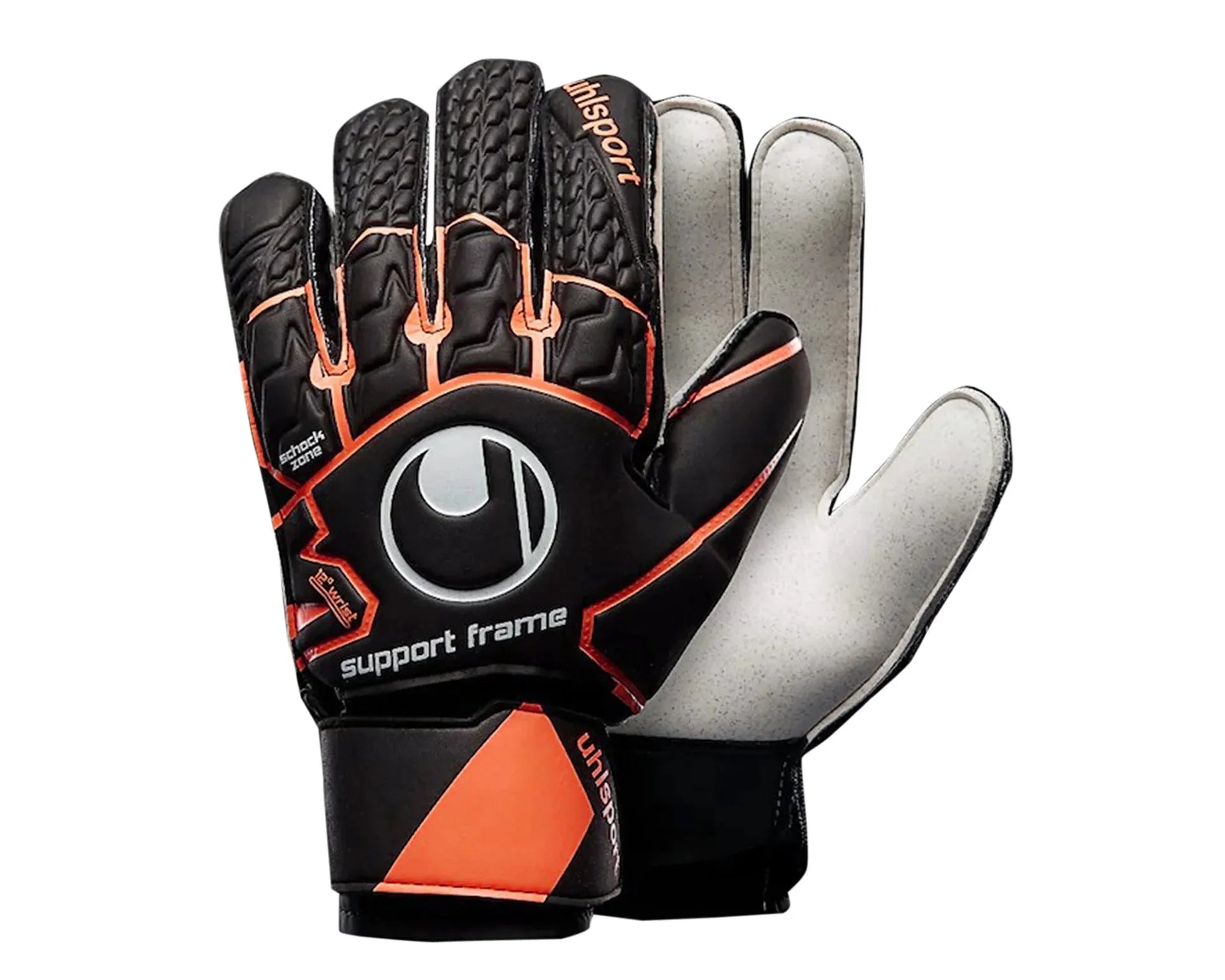Uhlsport Soft Resist Support Frame Goalkeeper Gloves Black Orange