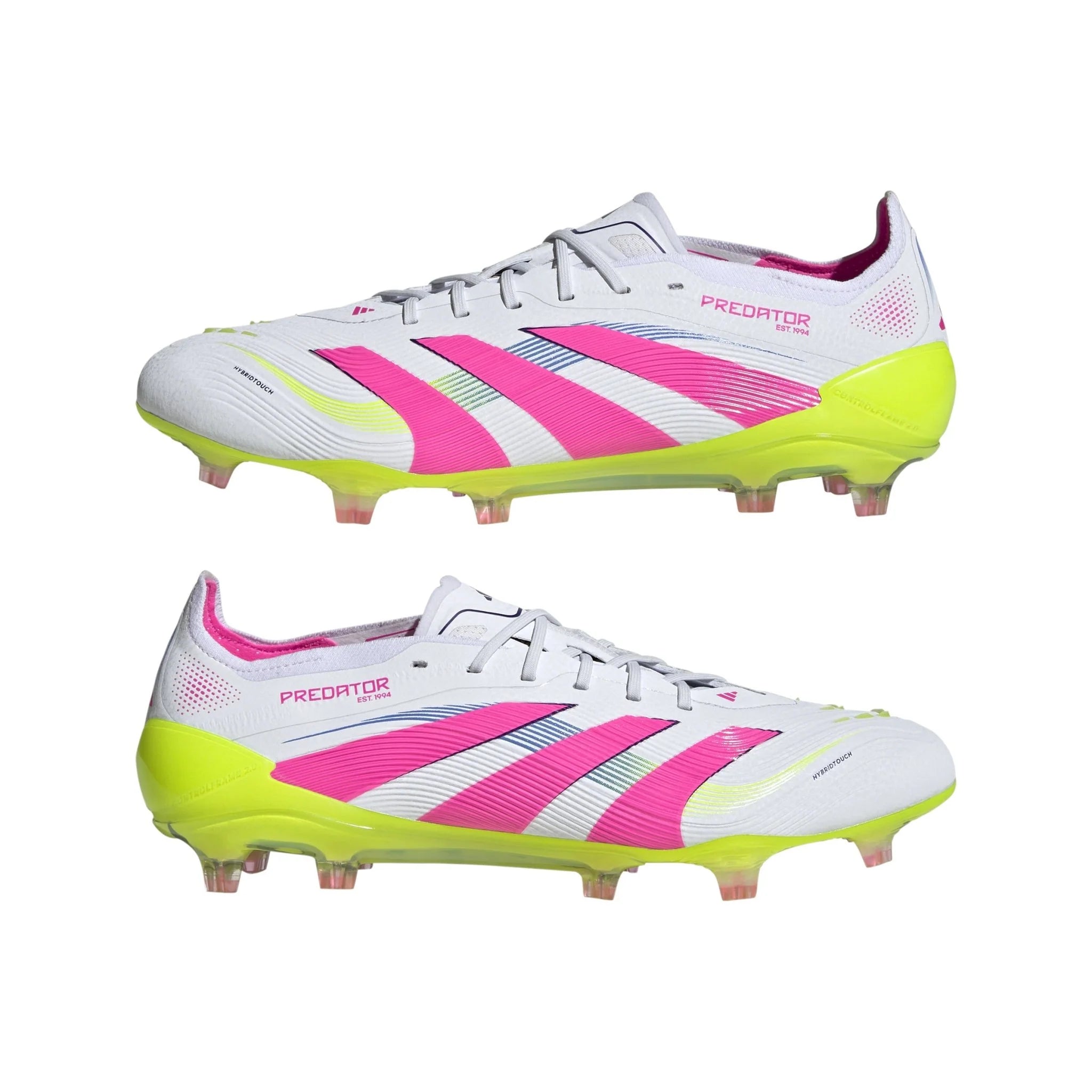 adidas Predator Elite FG Mens Firm Ground Soccer Cleats White Lucid Pink Lucid Lemon