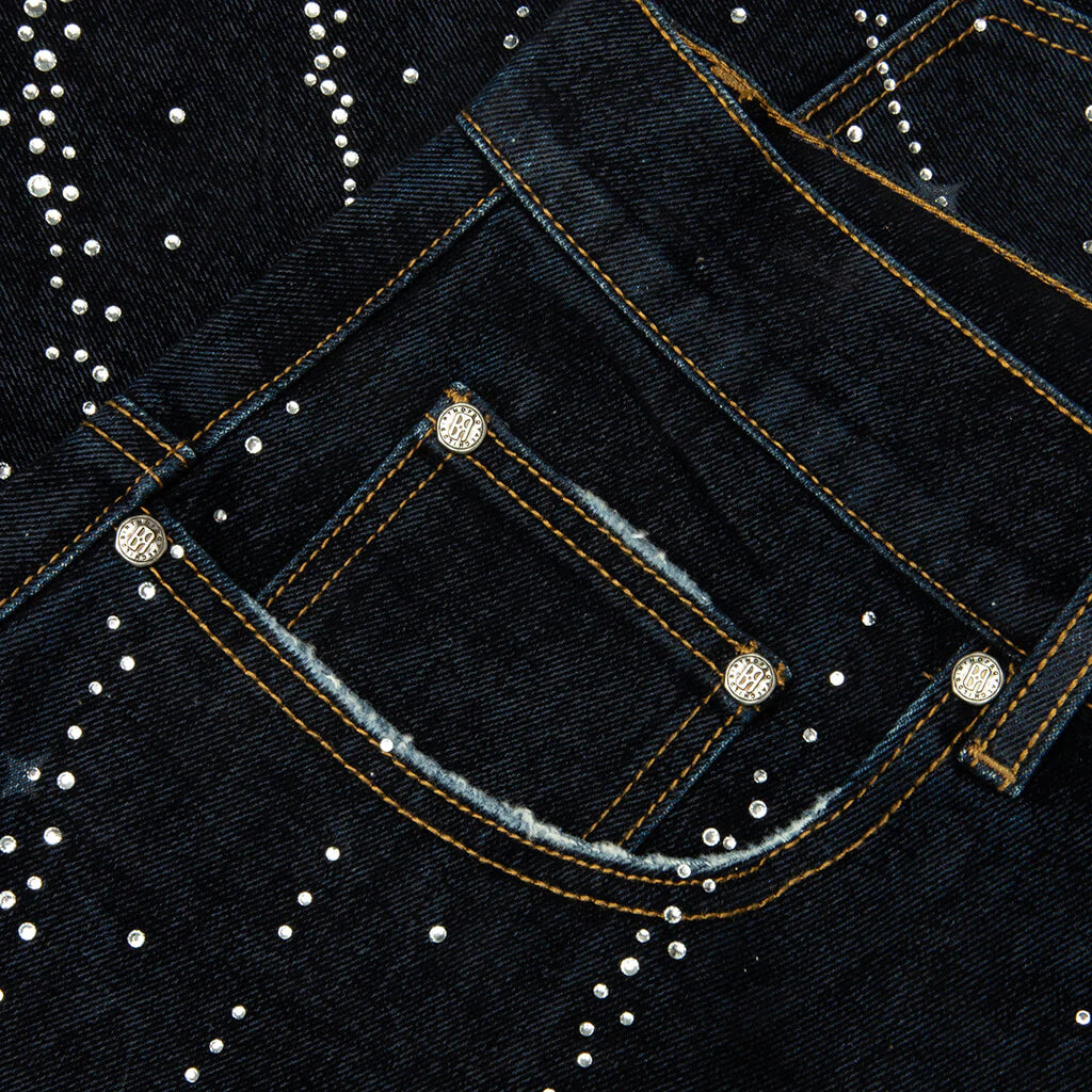 20K Diamond Starlight Denim Shorts Blue