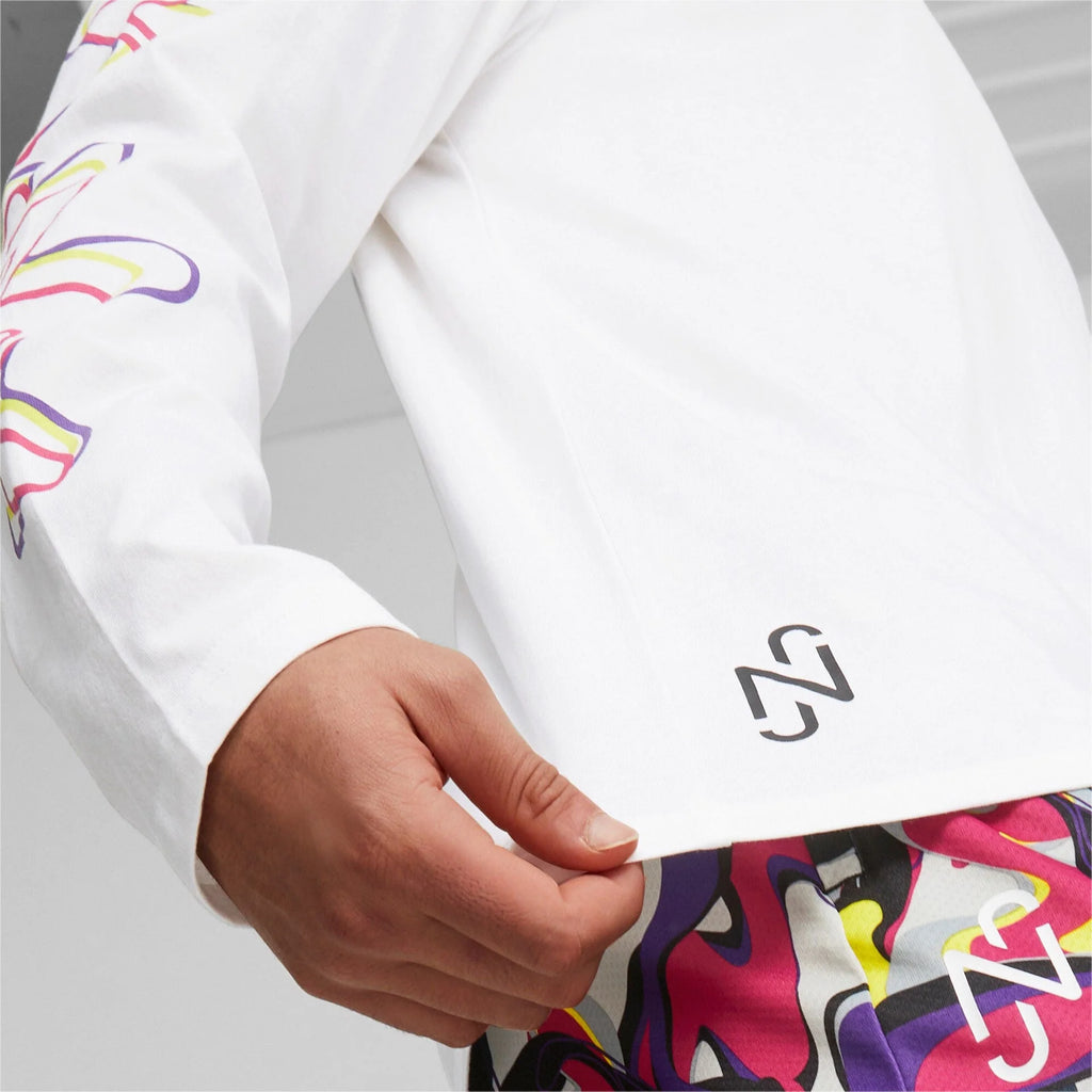 PUMA Neymar JR Creativity Long Sleeve T Shirt White Fluo Yellow Limited Edition