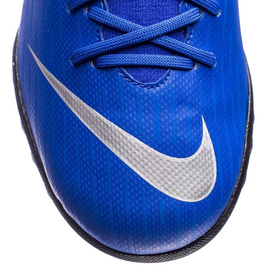 Nike JR Superflyx 6 Academy TF Turf Soccer Cleats Racer Blue Metallic Silver