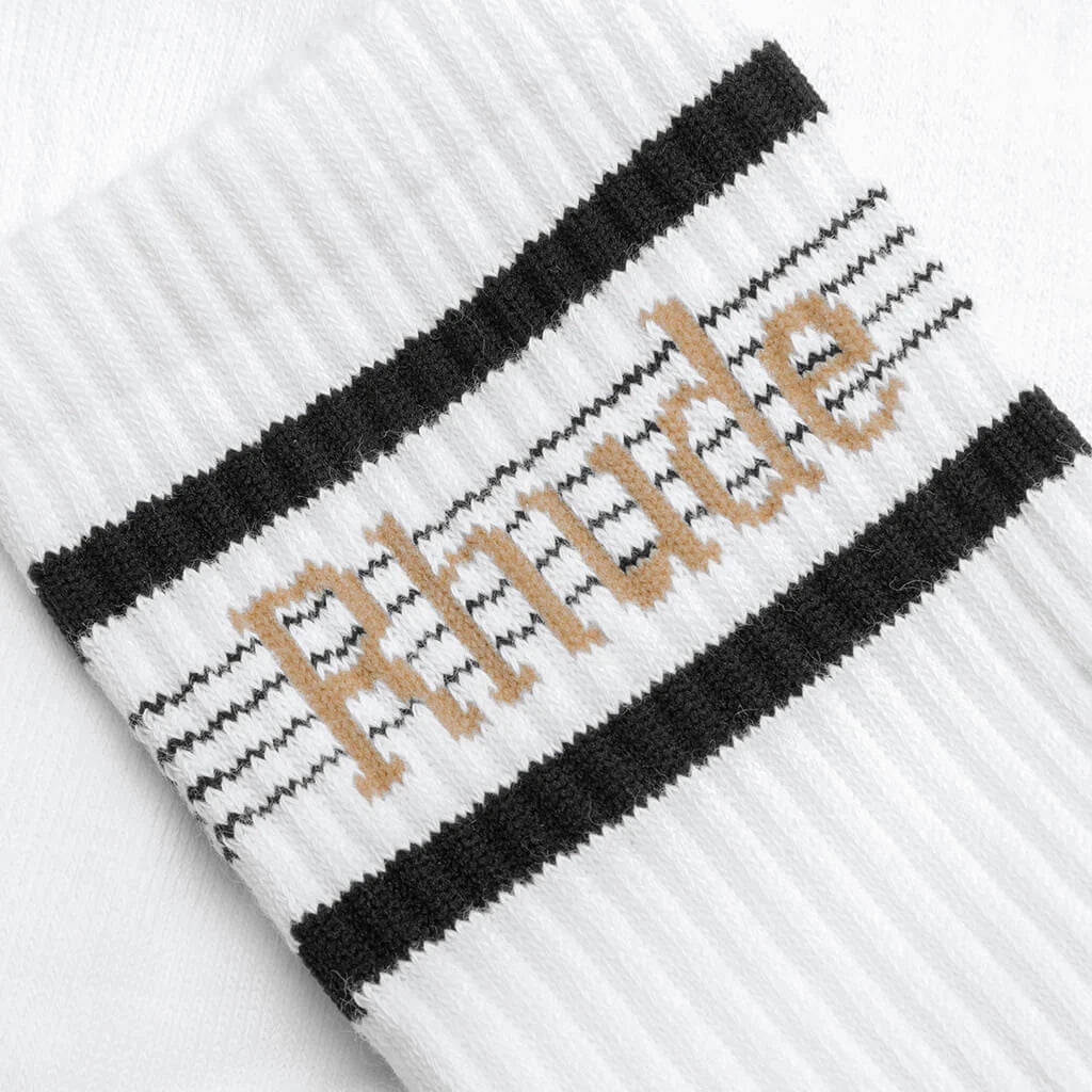 Logo Stripe Sport Socks White
