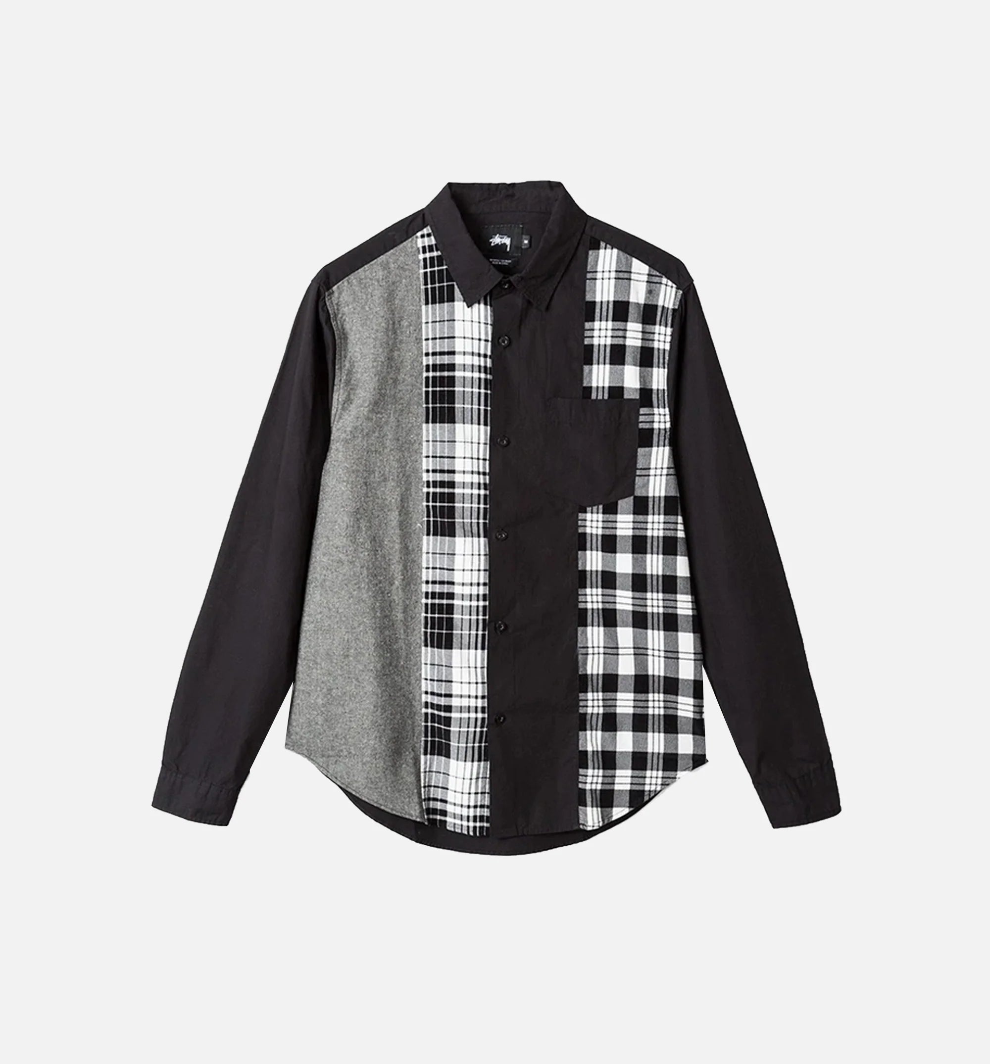 Mixed Panel Shirt Mens Shirt Black