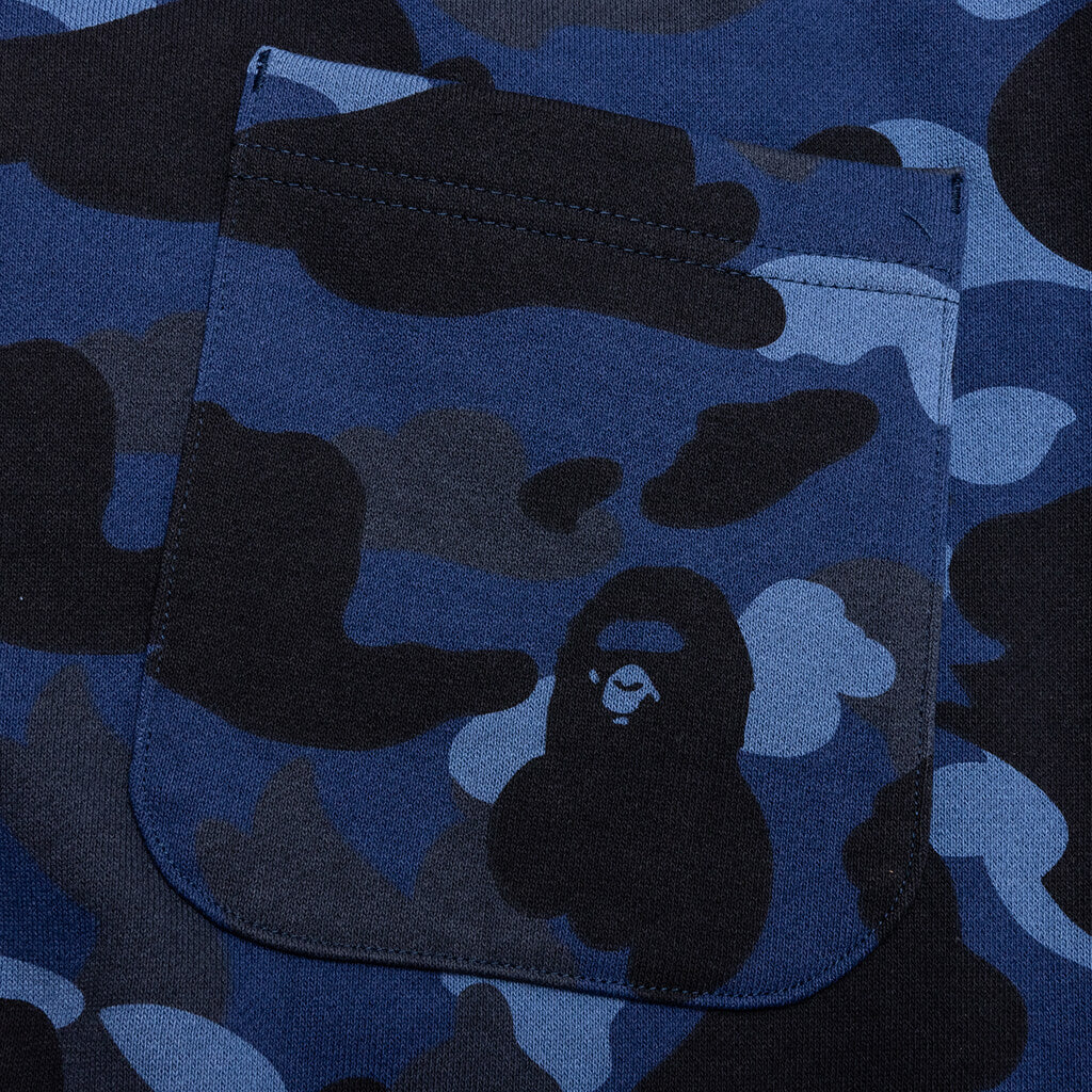 Color Camo Cutting Sweat Shorts Navy