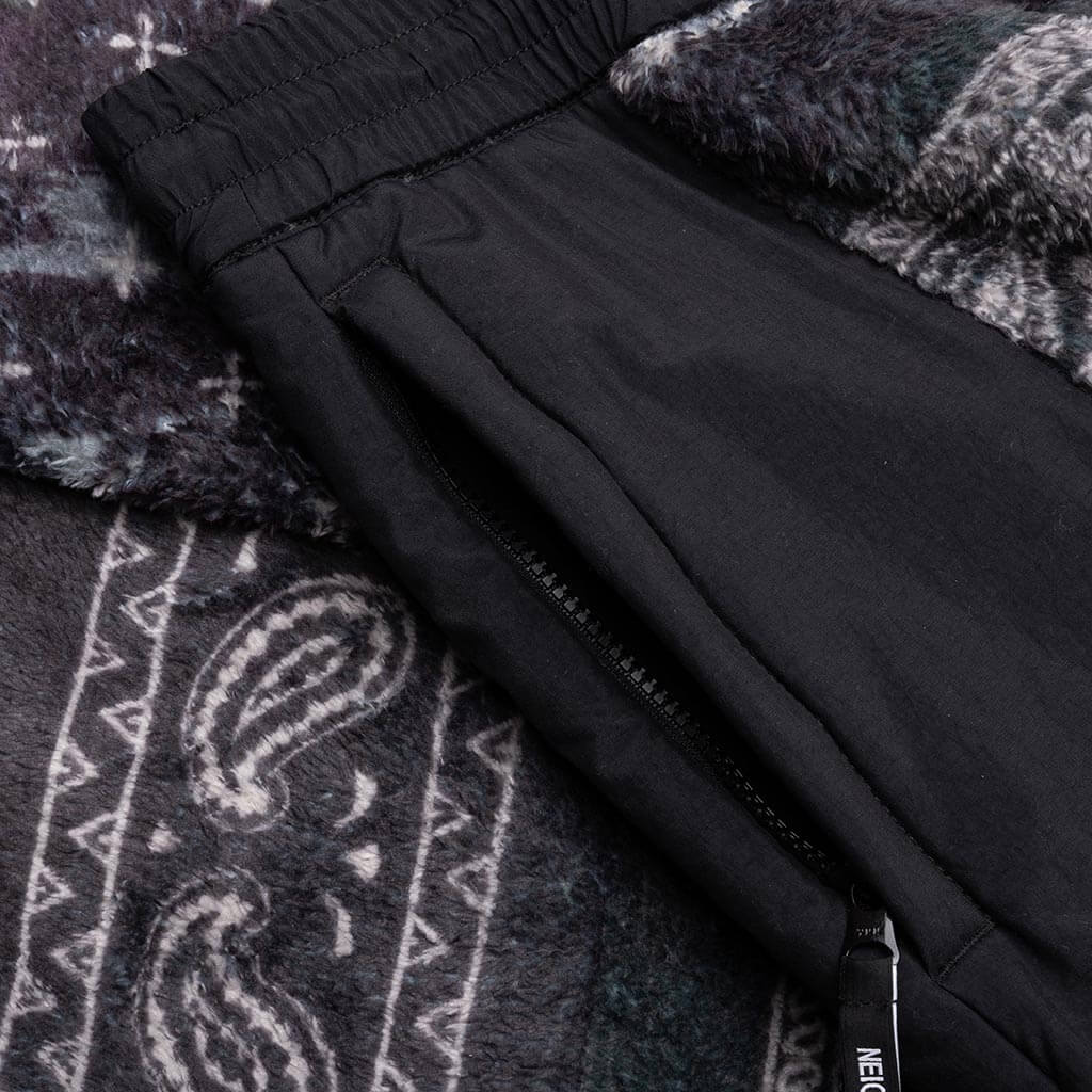 Bandana Pattern Fleece Pants Black