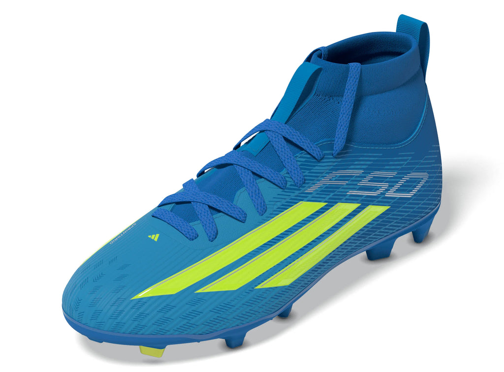 adidas F50 League Mid Cut FG MG Firm Ground Multi Ground Youth Soccer Cleats Blue Yellow Aqua
