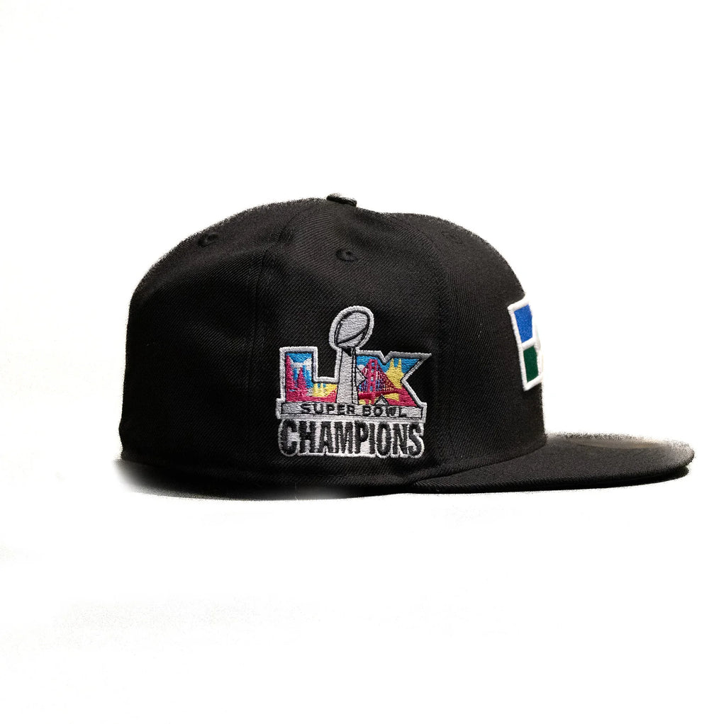 New Era Seattle Seahawks 59FIFTY Fitted Hat Super Bowl Patch Black