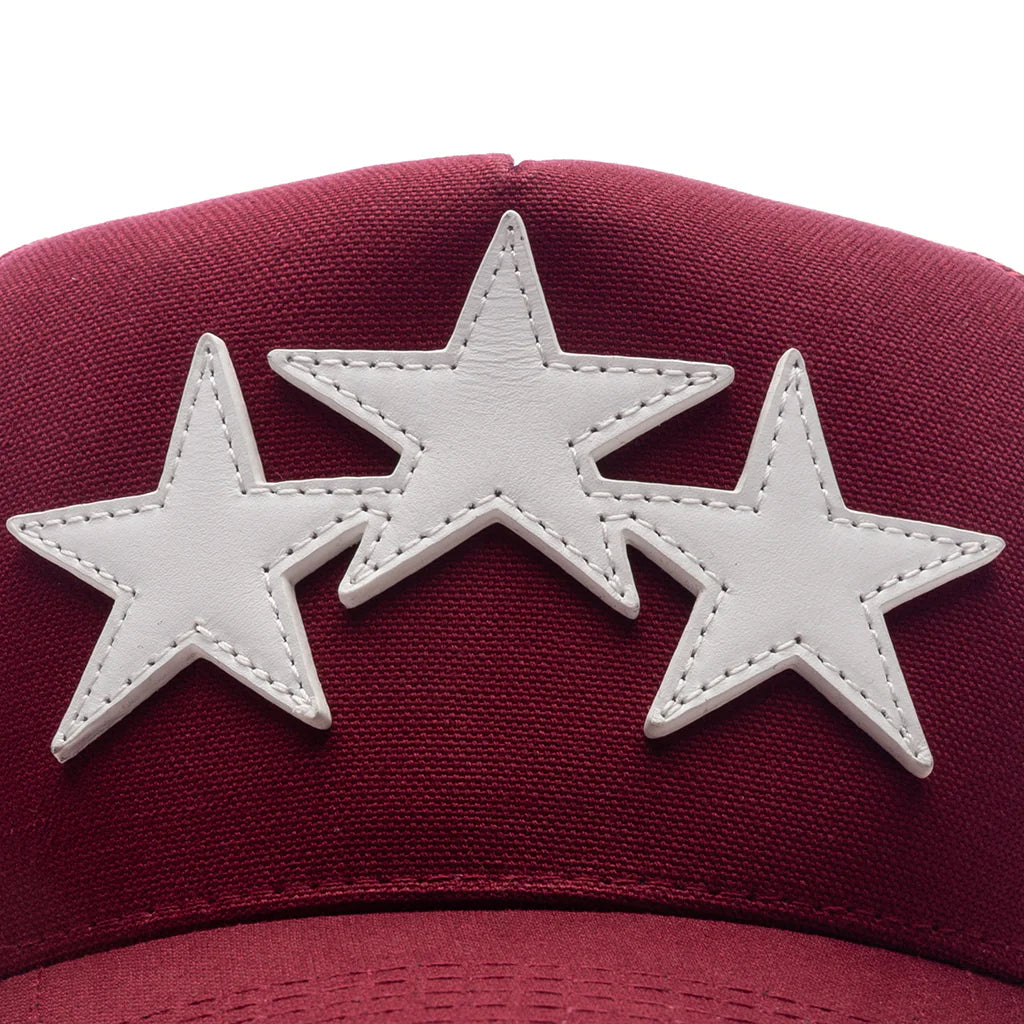 3 Star Trucker Hat Burgundy