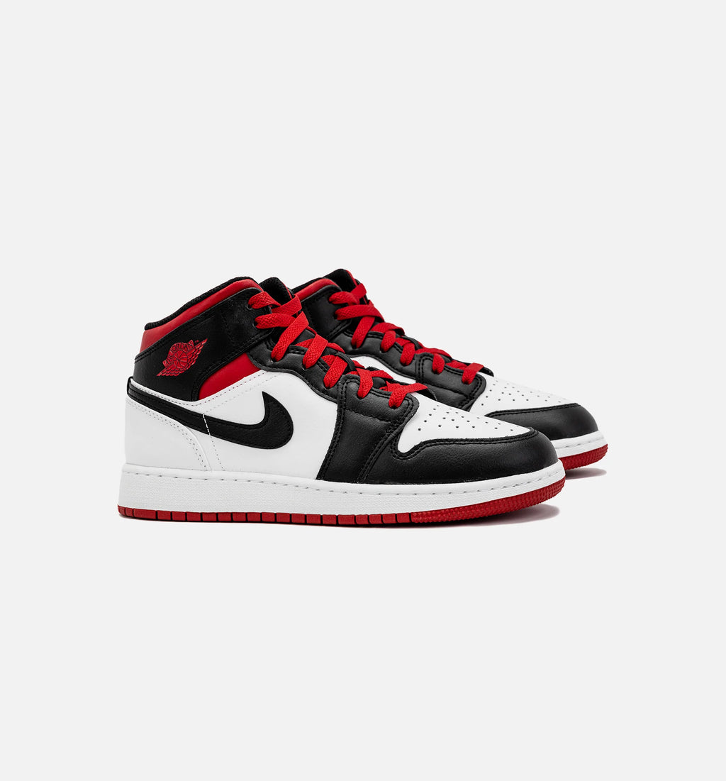 Air Jordan 1 Retro Mid Gym Red Grade School Lifestyle Shoe Black Red