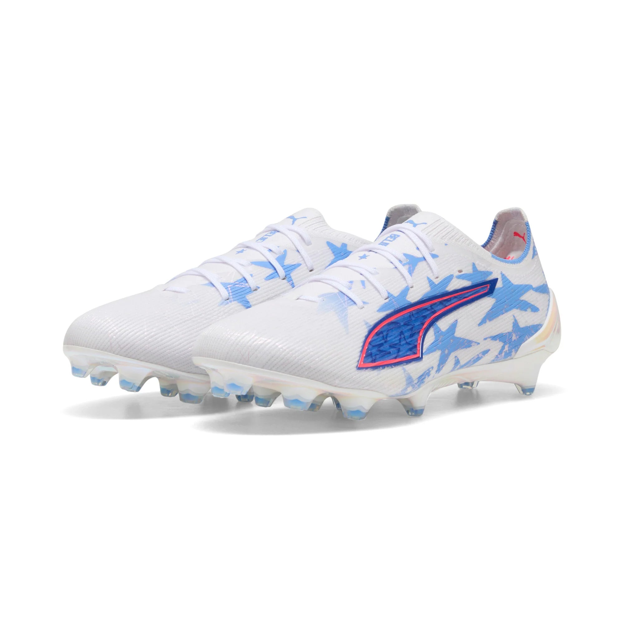 PUMA Ultra 6 Ultimate Kidsuper X CP FG Firm Ground Mens Soccer Cleats White Pink Blue