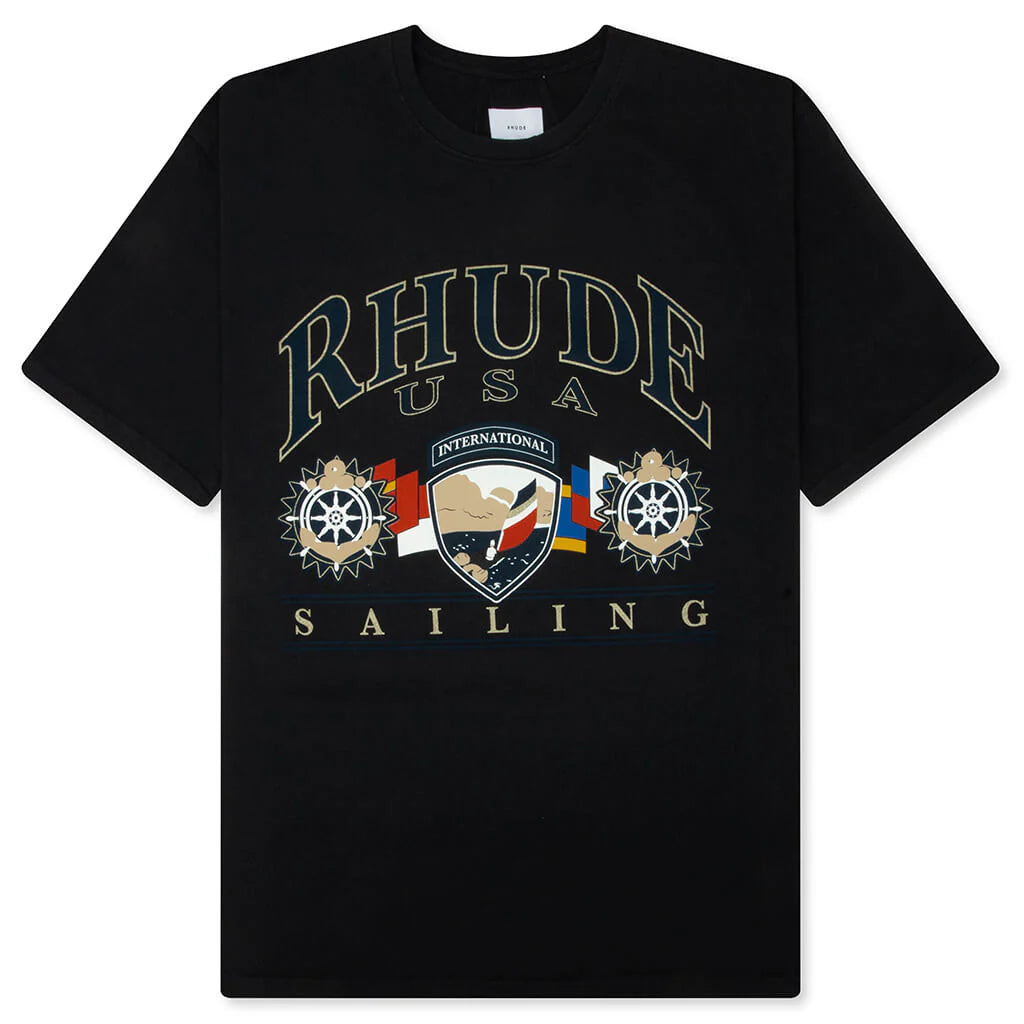 USA Sailing Icon Tee Vintage Black White