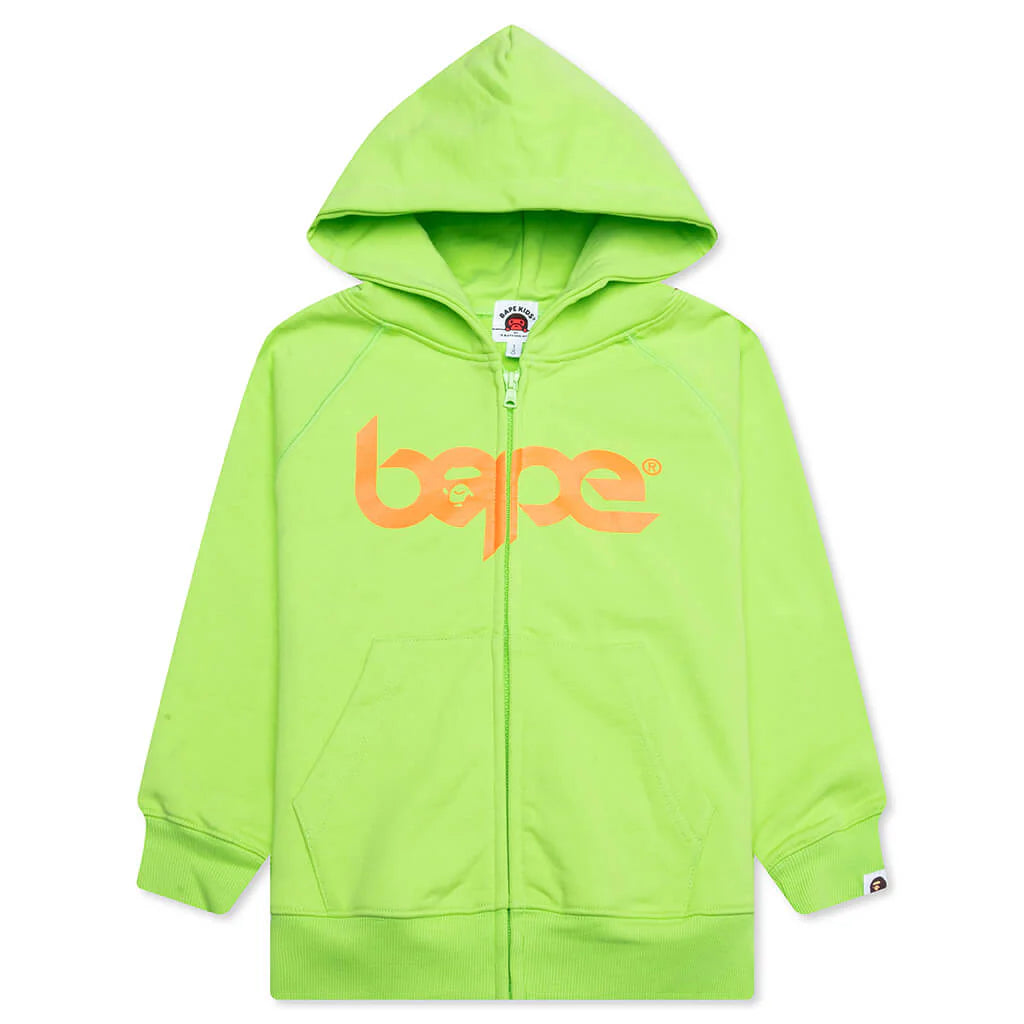 Kids Bape Relaxed Fit Pigment Dye Zip Hoodie Green