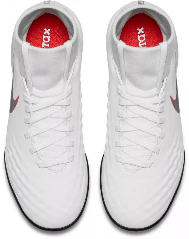 Nike Kids JR ObraX 2 Academy TF Turf Boots White Grey Crimson