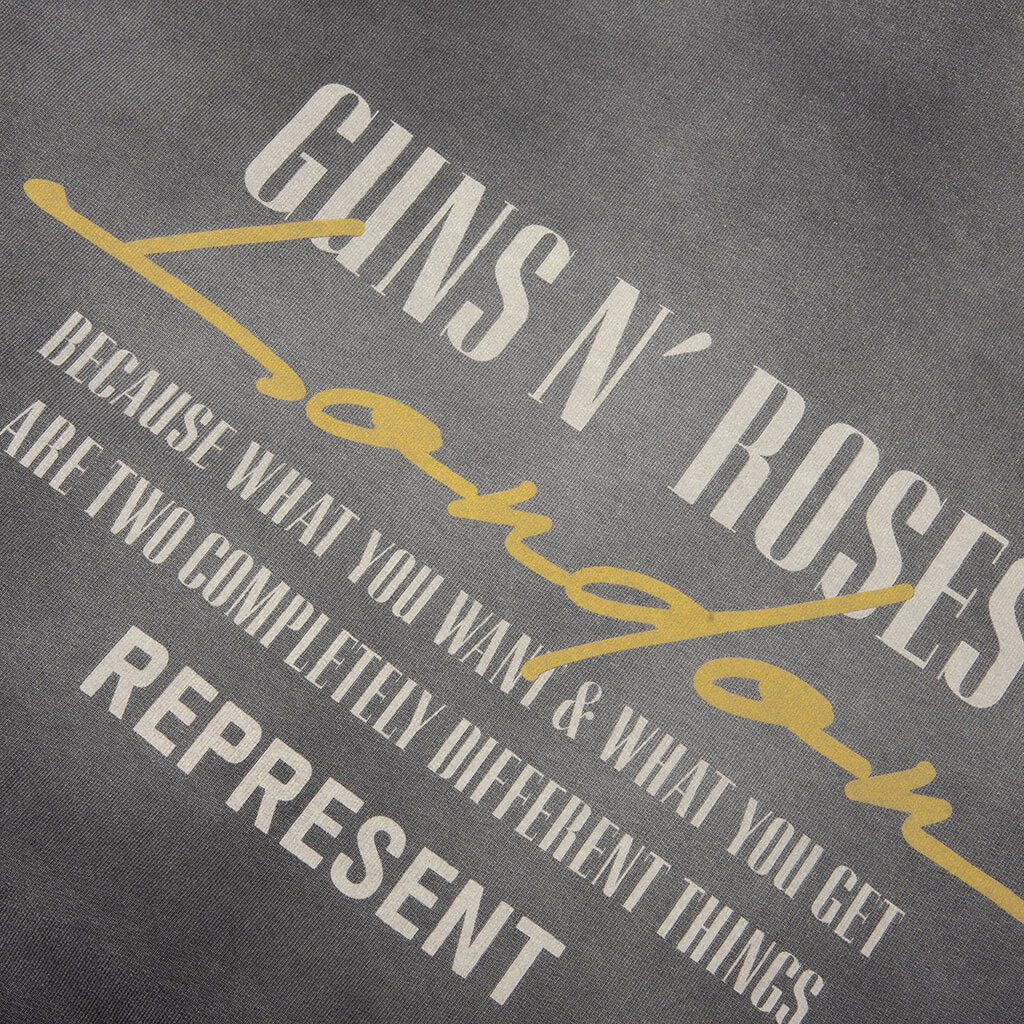 Represent x Guns N Roses Cross Zip Through Hoodie Stained Black