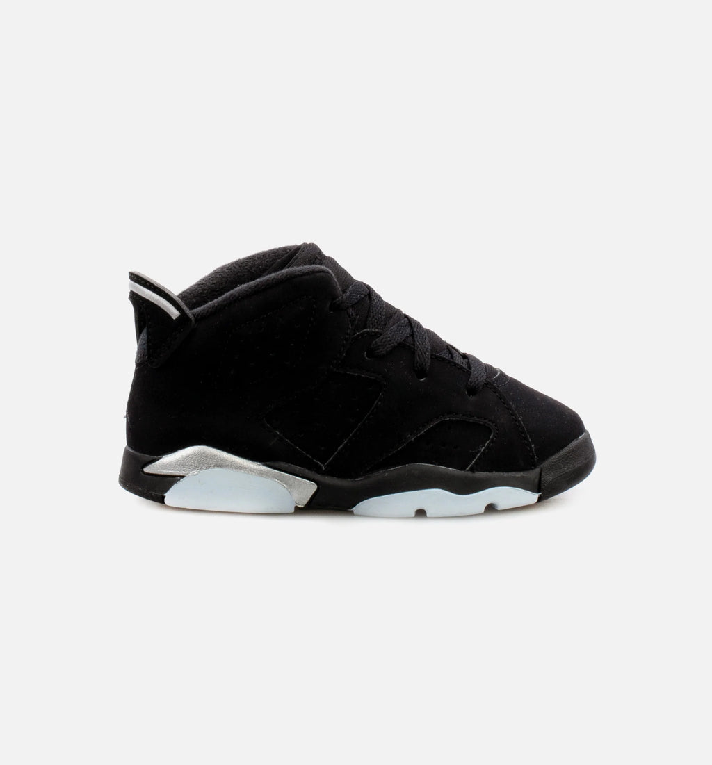 Air Jordan 6 Retro Metallic Silver Infant Toddler Lifestyle Shoe Black