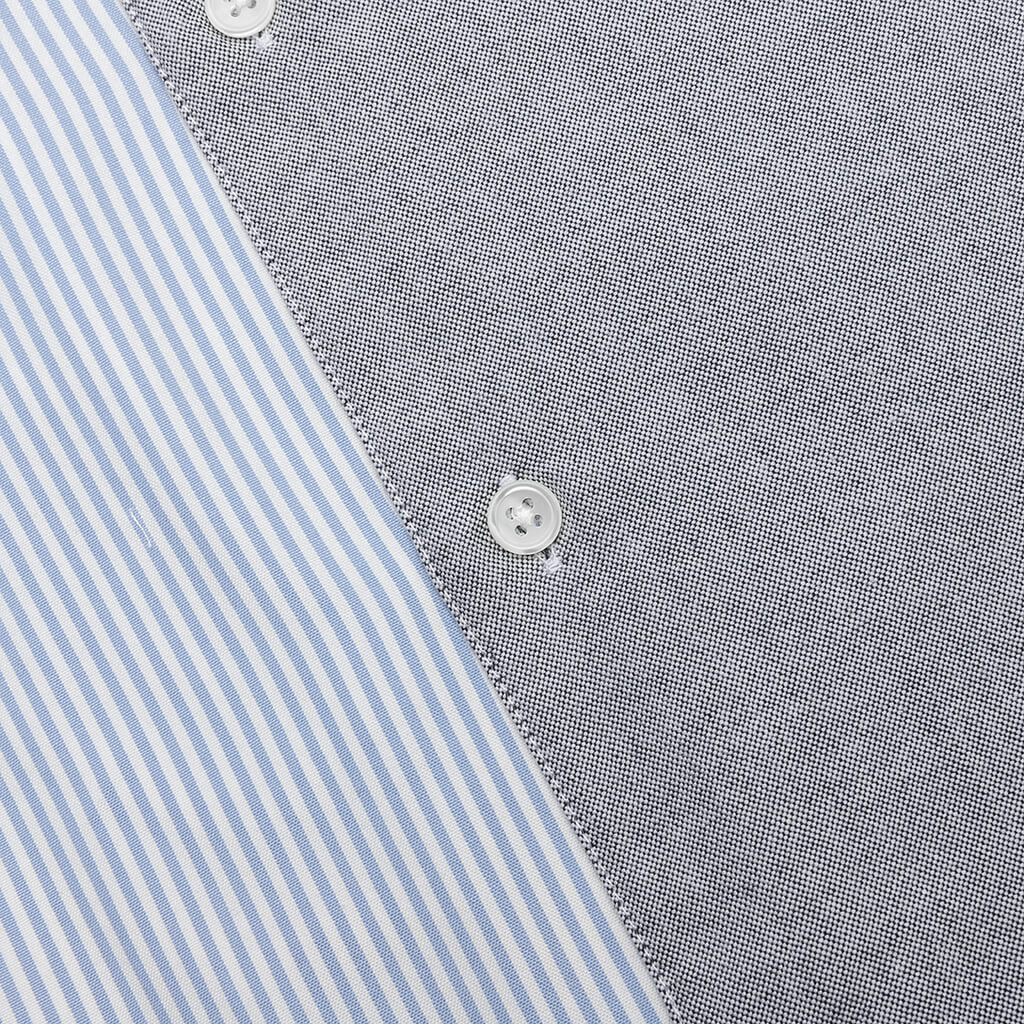 Classic Fit Patchwork Shirt Light Blue Grey