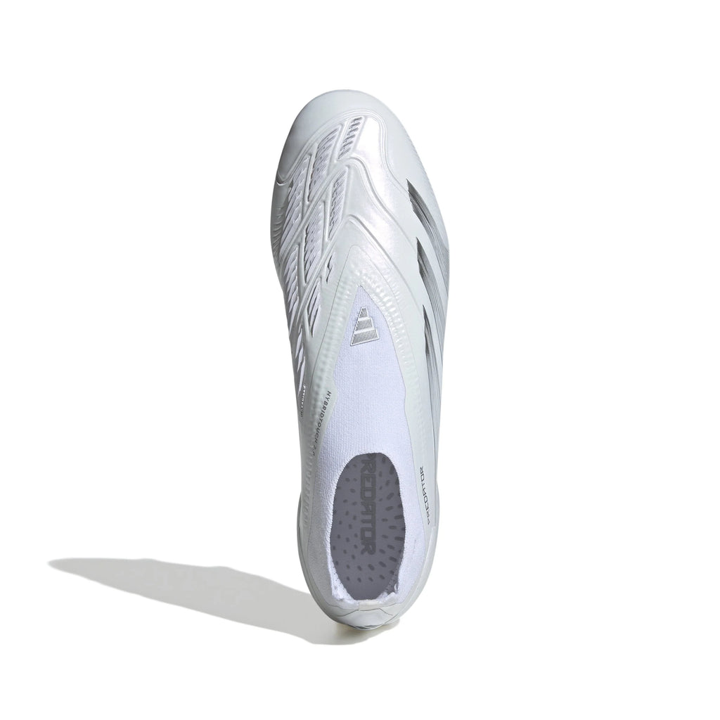 adidas Predator Elite Laceless FG Firm Ground Soccer Cleats White Silver Metallic White