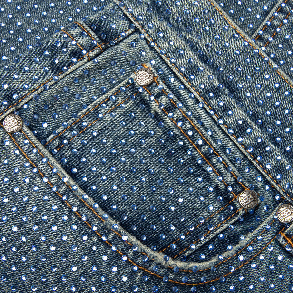 20K Diamond Stellar Denim Pants Blue