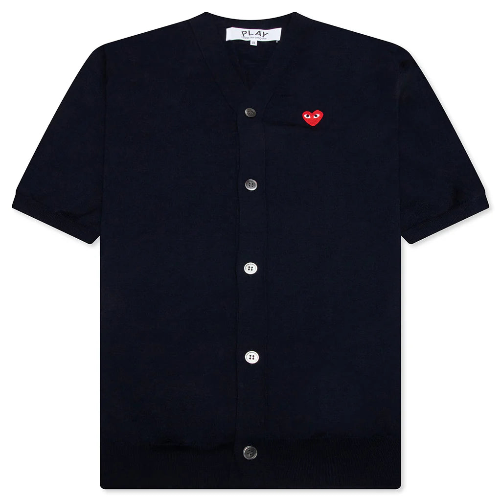 Red Emblem S S V Neck Cardigan Navy