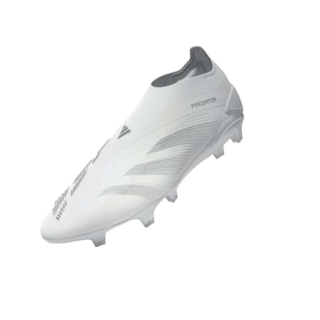 adidas Predator Elite Laceless FG Firm Ground Soccer Cleats White Silver Metallic White