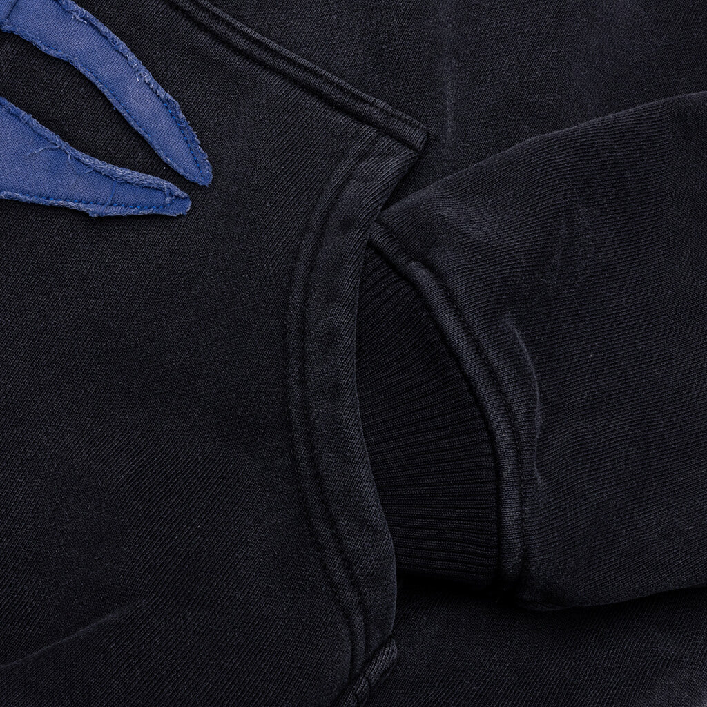 Patchwork Face Heavyweight Zip Up Hoodie Black