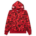 Color Camo Shark Pullover Hoodie Red