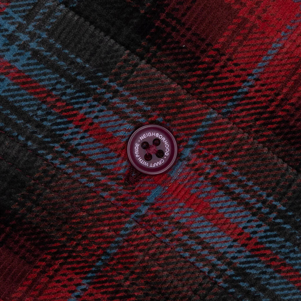 Corduroy Check Shirt L S Red