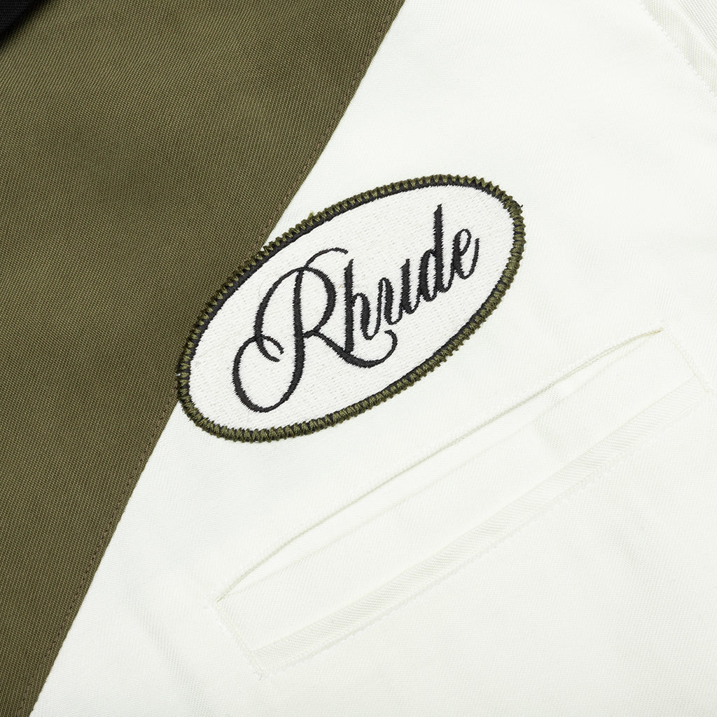 Town and Country Bowling Shirt Military Green Off White