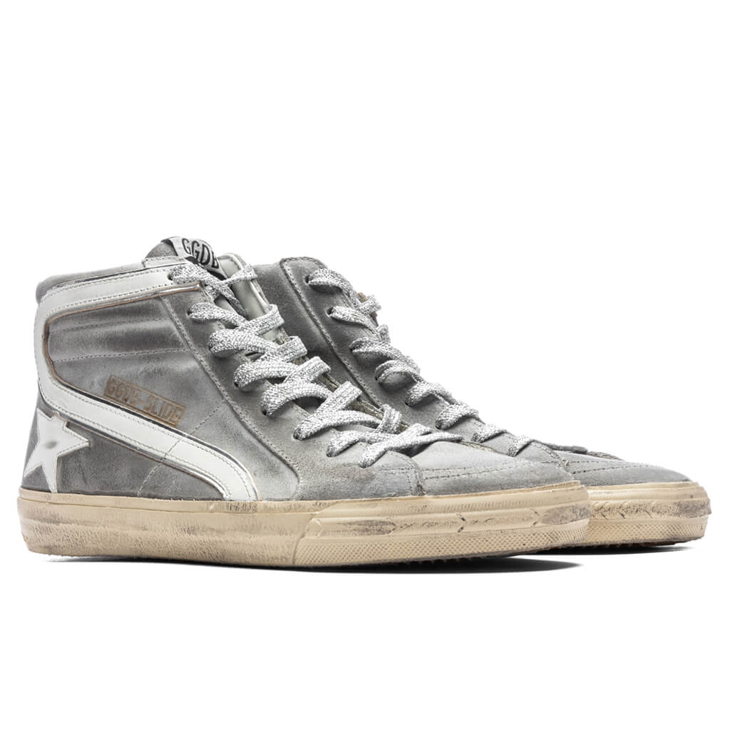 Slide Wax Suede Sneaker Mud White Black Silver