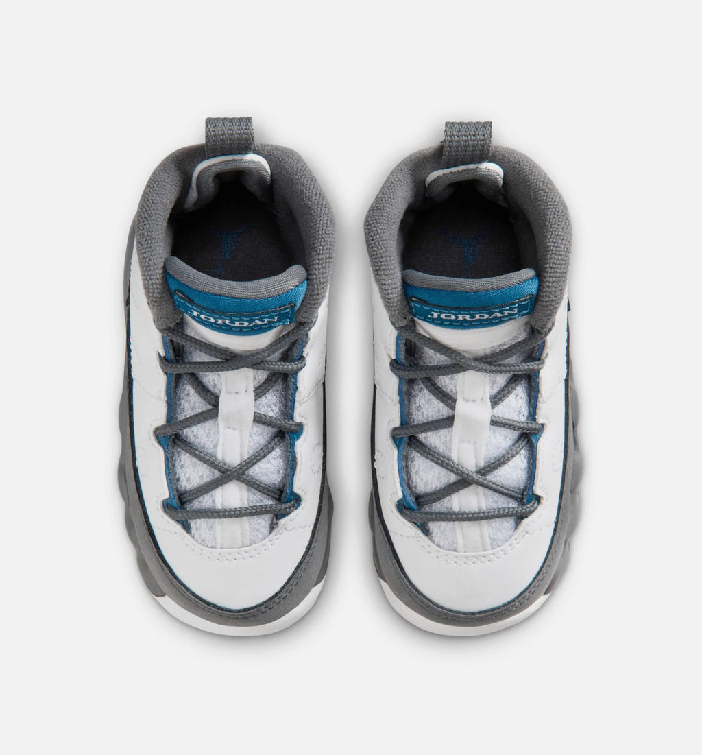 Air Jordan 9 Retro Flint Grey and French Blue Infant Toddler Lifestyle Shoe White French Blue Flint Grey