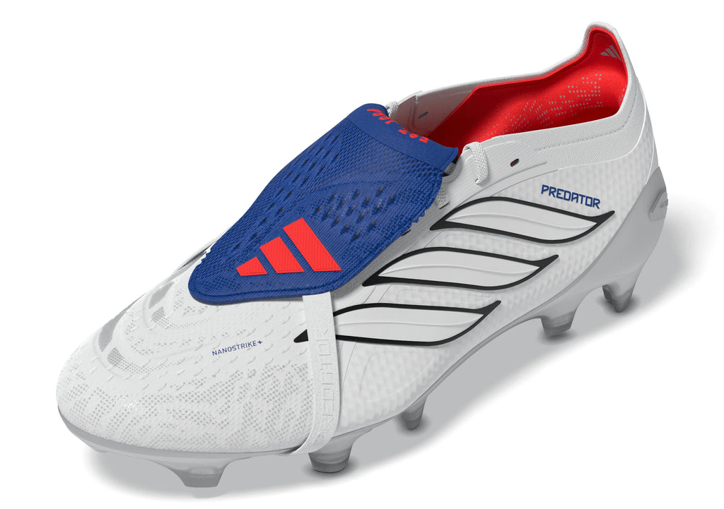 adidas Predator Elite Fold Over Tongue FG Firm Ground Mens Soccer Cleats White Zero Metallic Blue