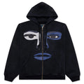 Patchwork Face Heavyweight Zip Up Hoodie Black