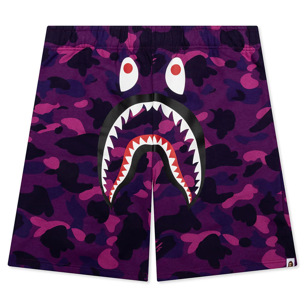 Color Camo Shark Sweat Shorts Purple