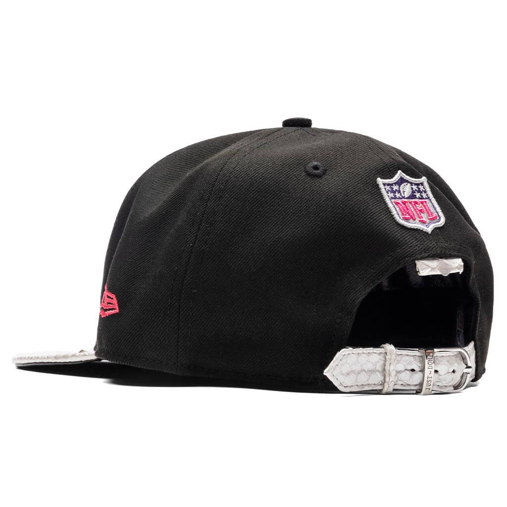 Just Don x Usher Super Bowl LVIII 9FIFTY Snapback Hat Black Silver Python