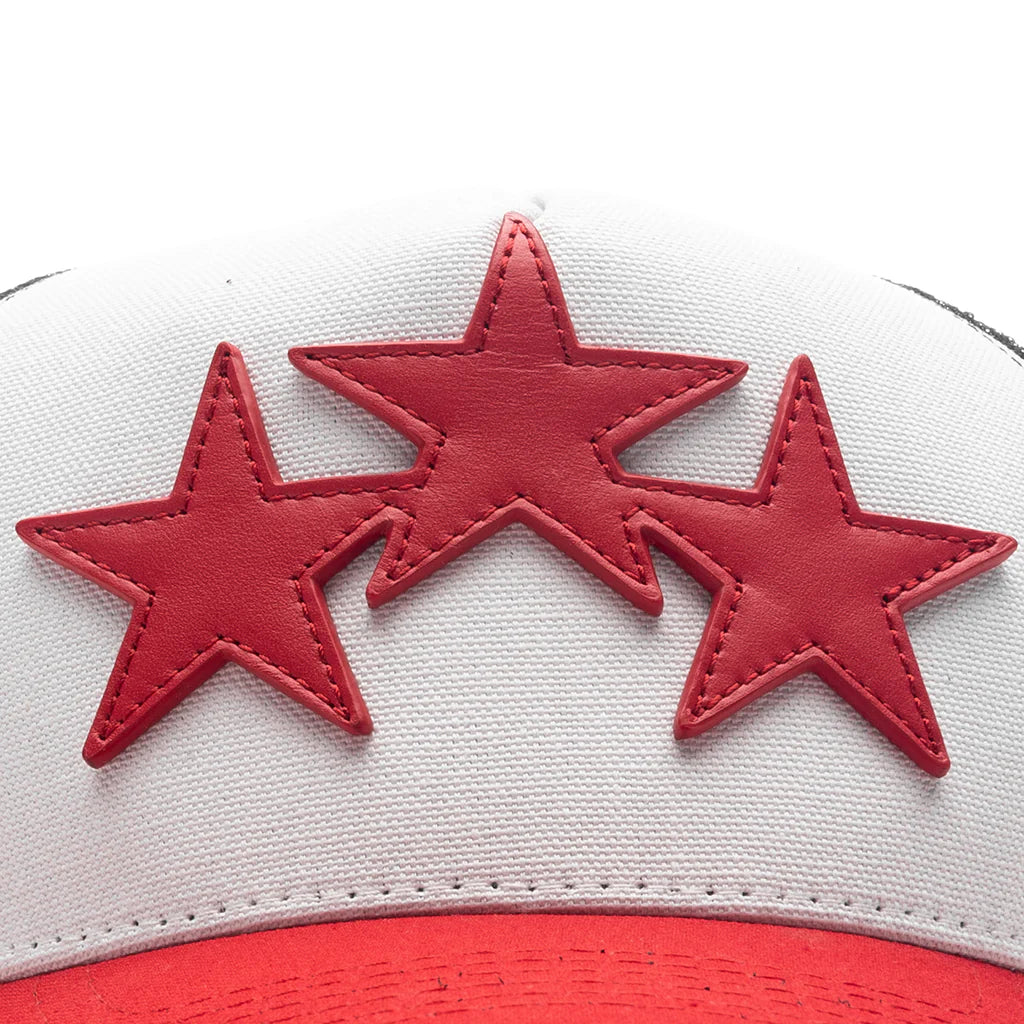 3 Star Trucker Hat Red
