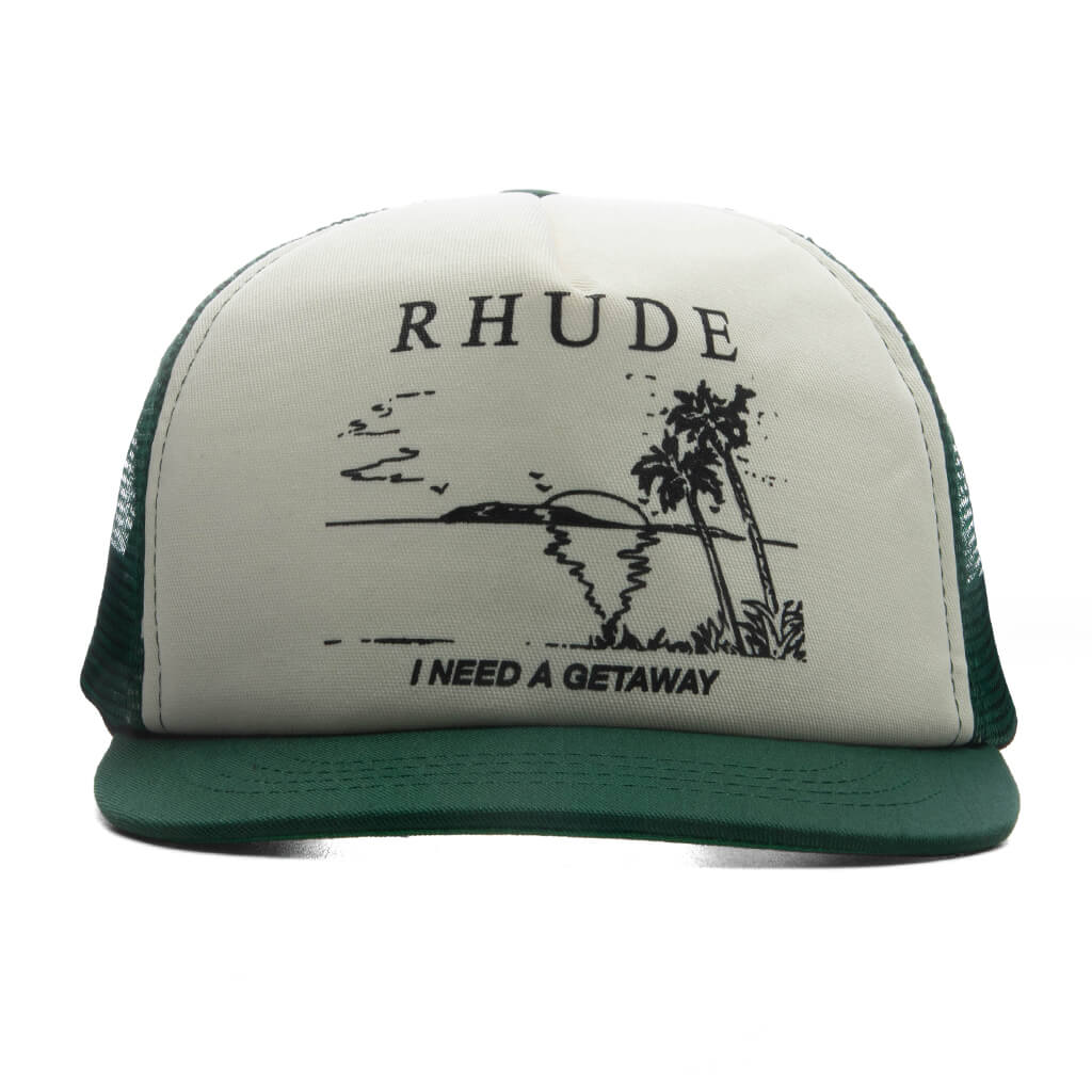 I Need A Getaway Trucker Hat Green White