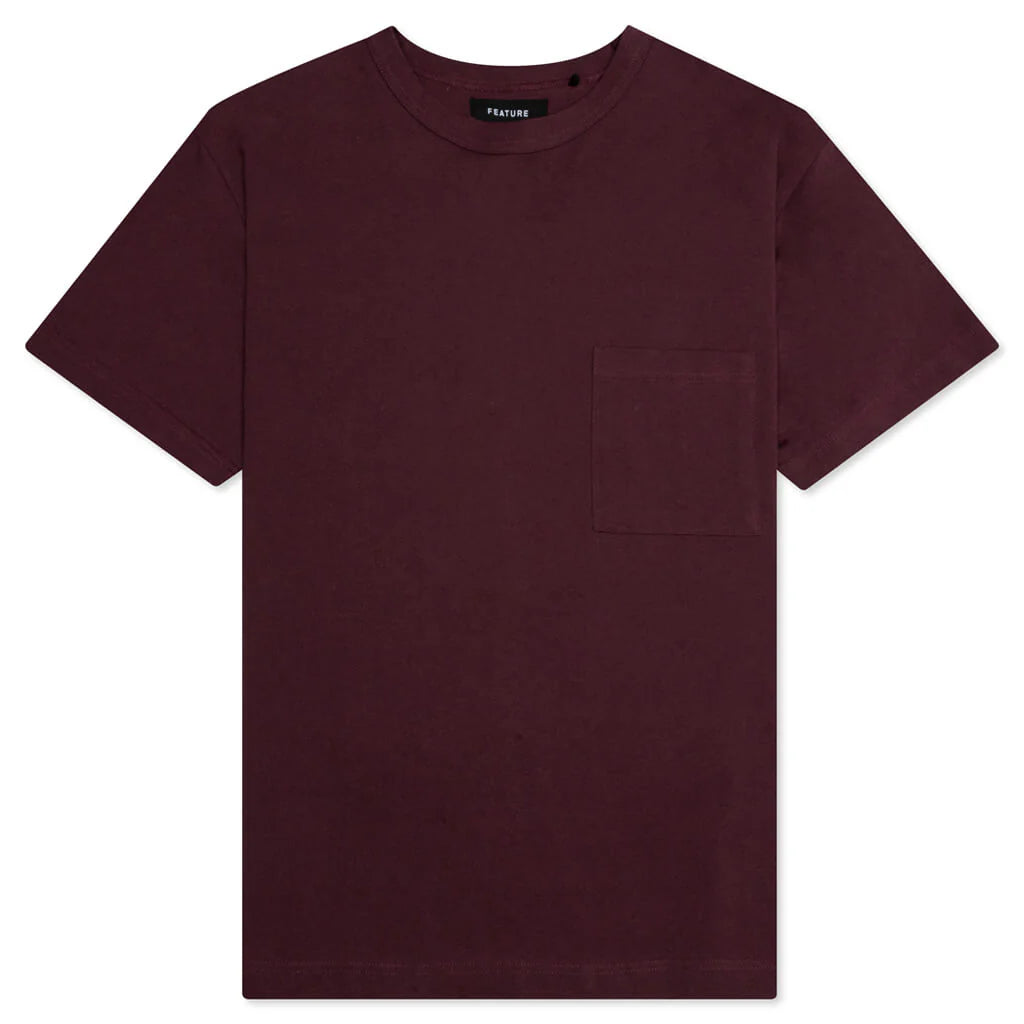Jersey Braque Pocket Tee Maroon