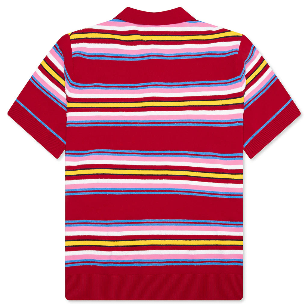 Oversized Striped Polo Multi Dark Red
