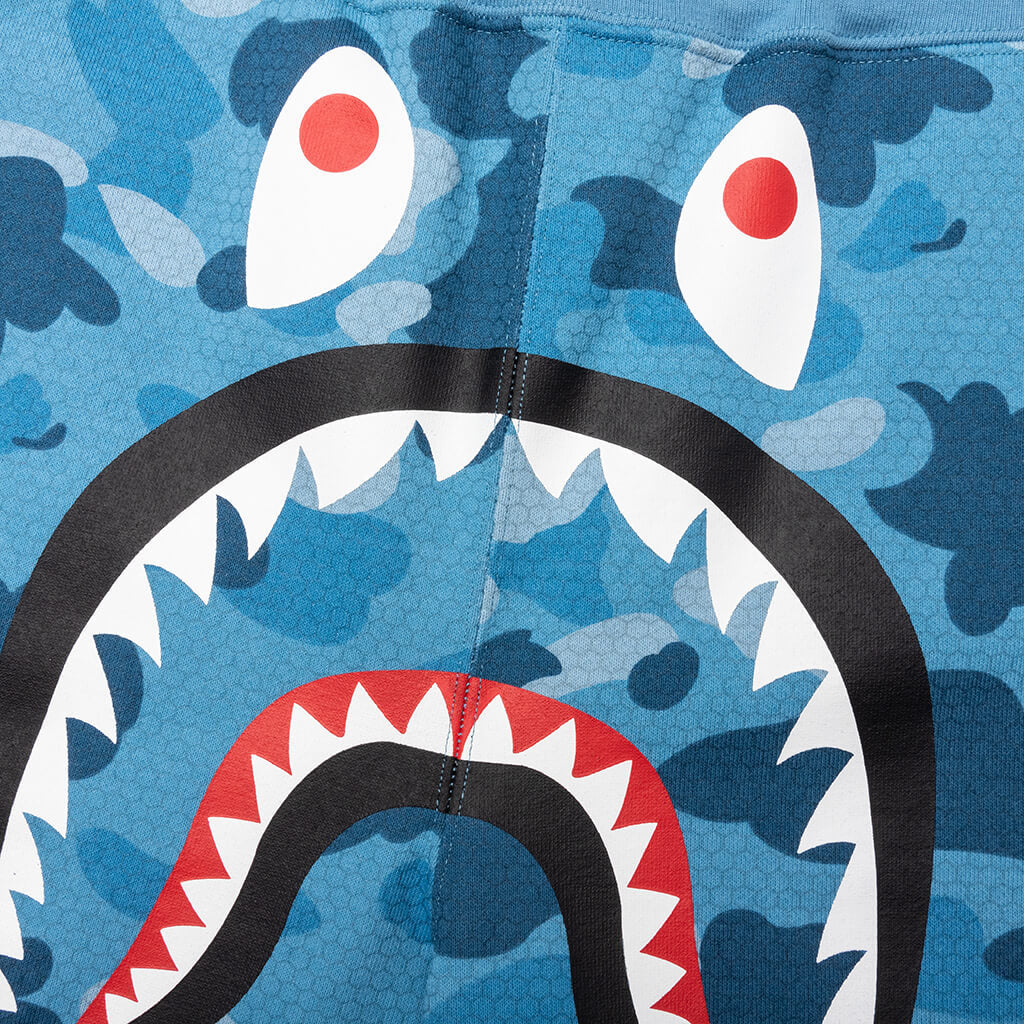 Honeycomb Camo Shark Sweat Shorts Blue