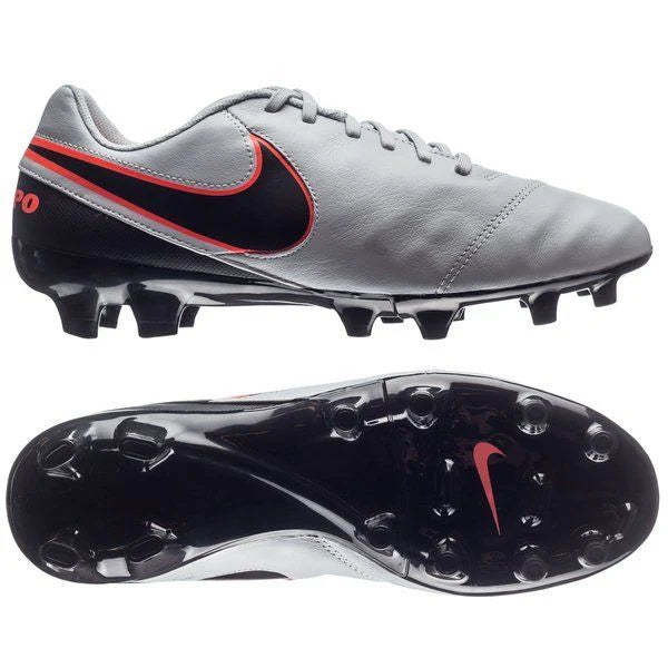 Nike Tiempo Genio II Leather FG Firm Groun Soccer Cleats Pure Platinum Black