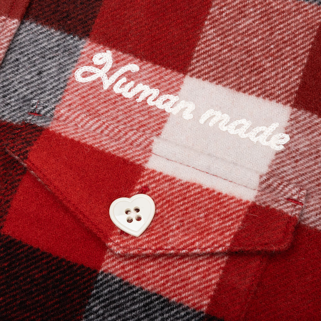 Wool Beaverblock Check Shirt Red