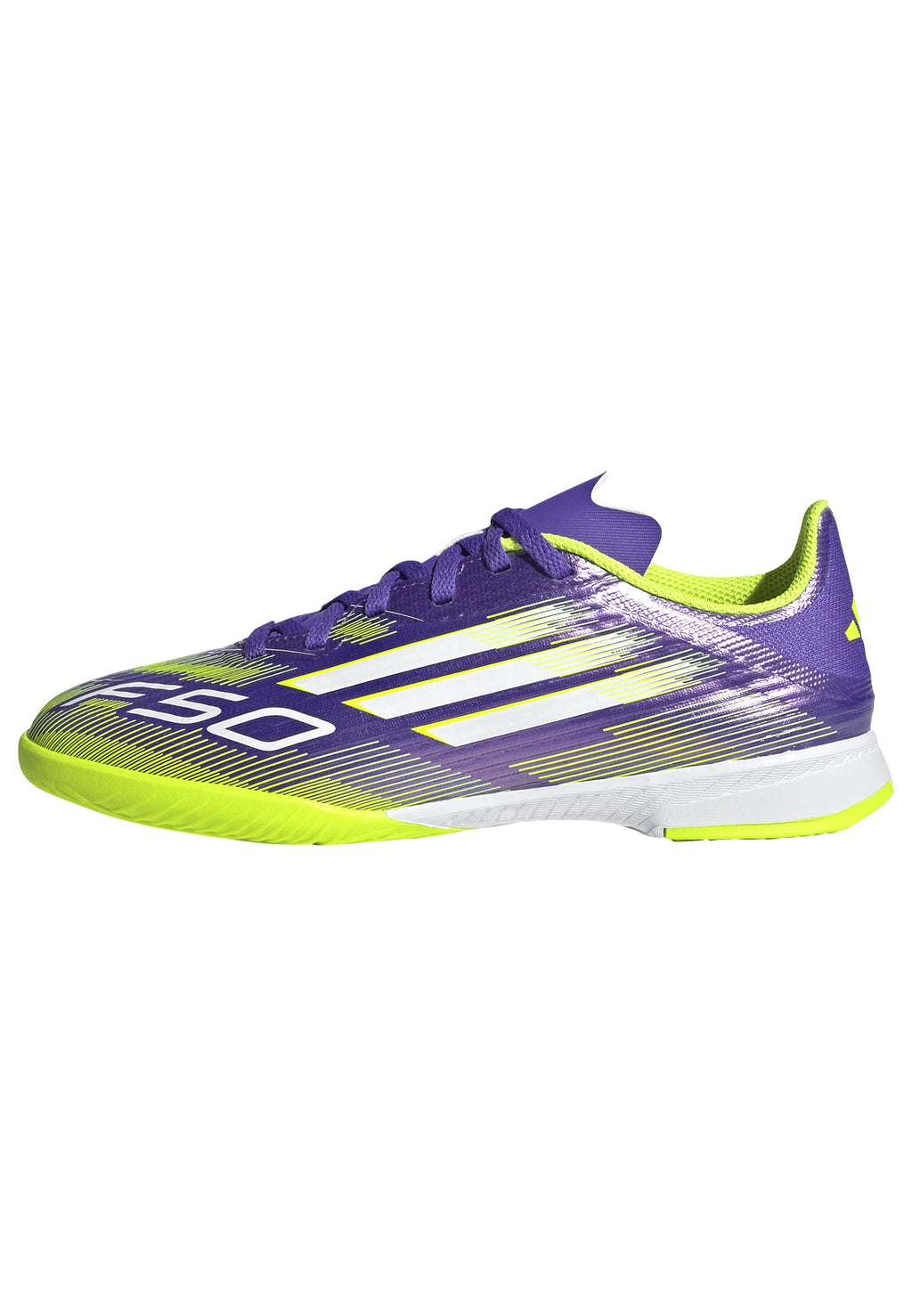 adidas F50 League Indoor Soccer Shoes Kids Purple White Lemon