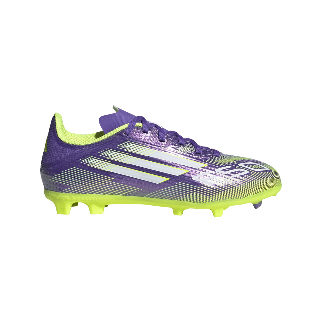 adidas F50 League Firm Multi Ground Soccer Cleats Kids Purple White Lemon